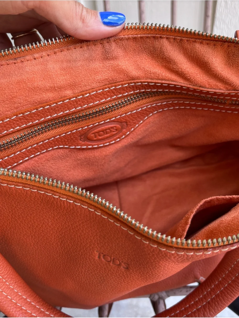 TOD'S Rust Orange Leather Shoulder Bag